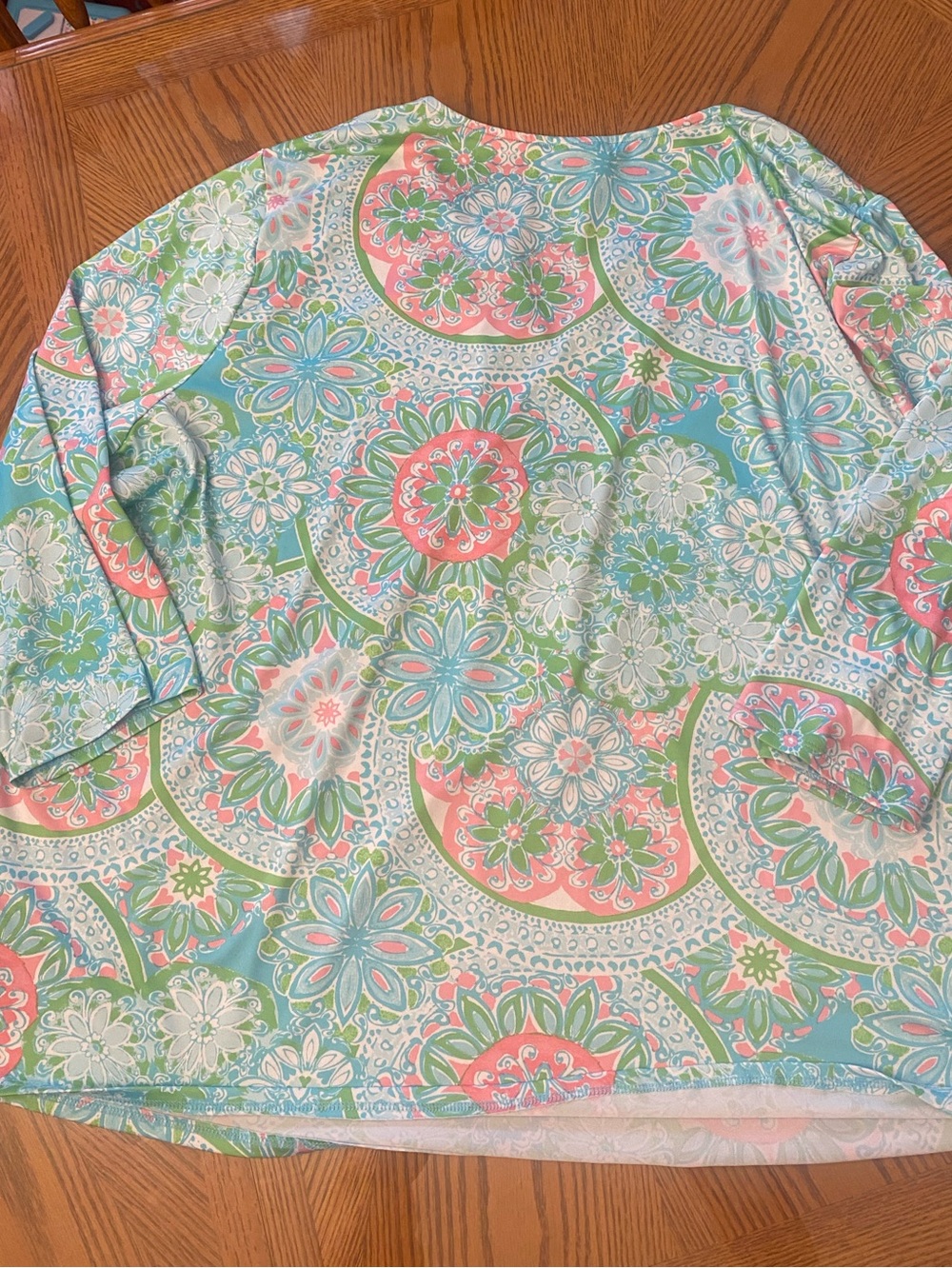Ruby Rd. Mint Green & Coral Medallion Split-Neck Tunic - Picture 3 of 3
